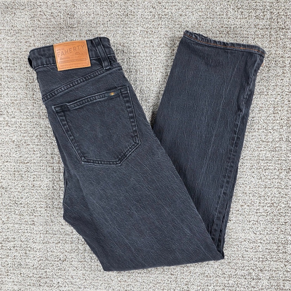Faherty Brand Women Size 26x27 Black Indigo Dyed Stretch Denim Jeans